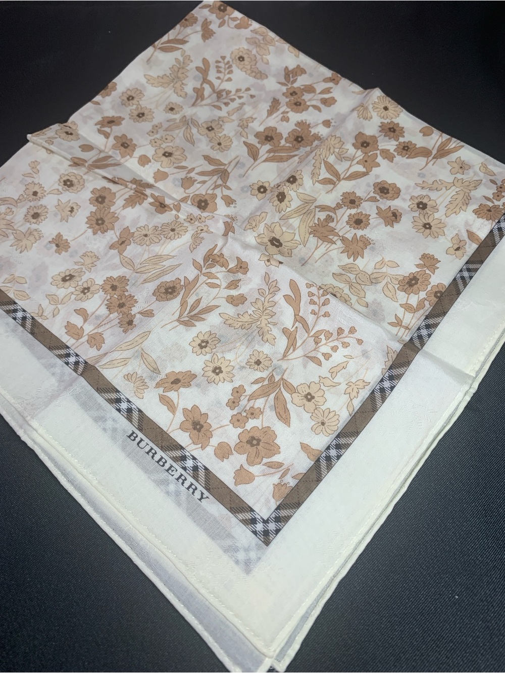 Burberry Beige Floral Handkerchief with Brown Accents